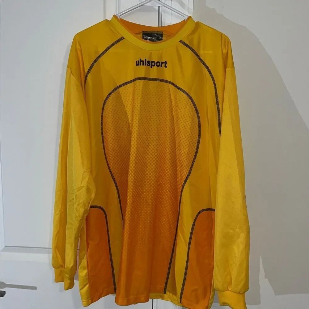 Uhlsport Bright Yellow Gold Long Sleeve soccer padded Goalie GK Jersey XL Mens